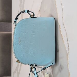 RADLEY LONDON Light Blue Small Zip Top Leather Crossbody Bag